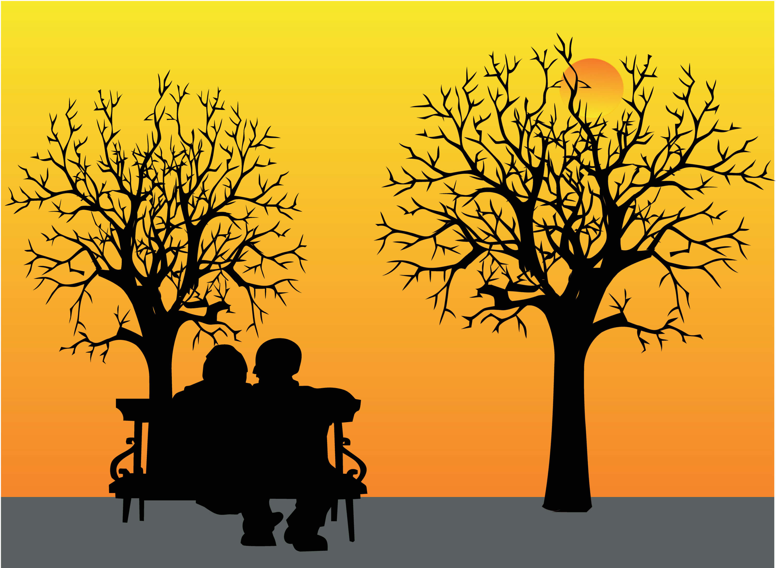 Palliative care elderly couple on bench – Northern Health Region