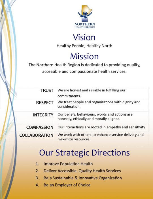 Vision, Mission and Values – Northern Health Region